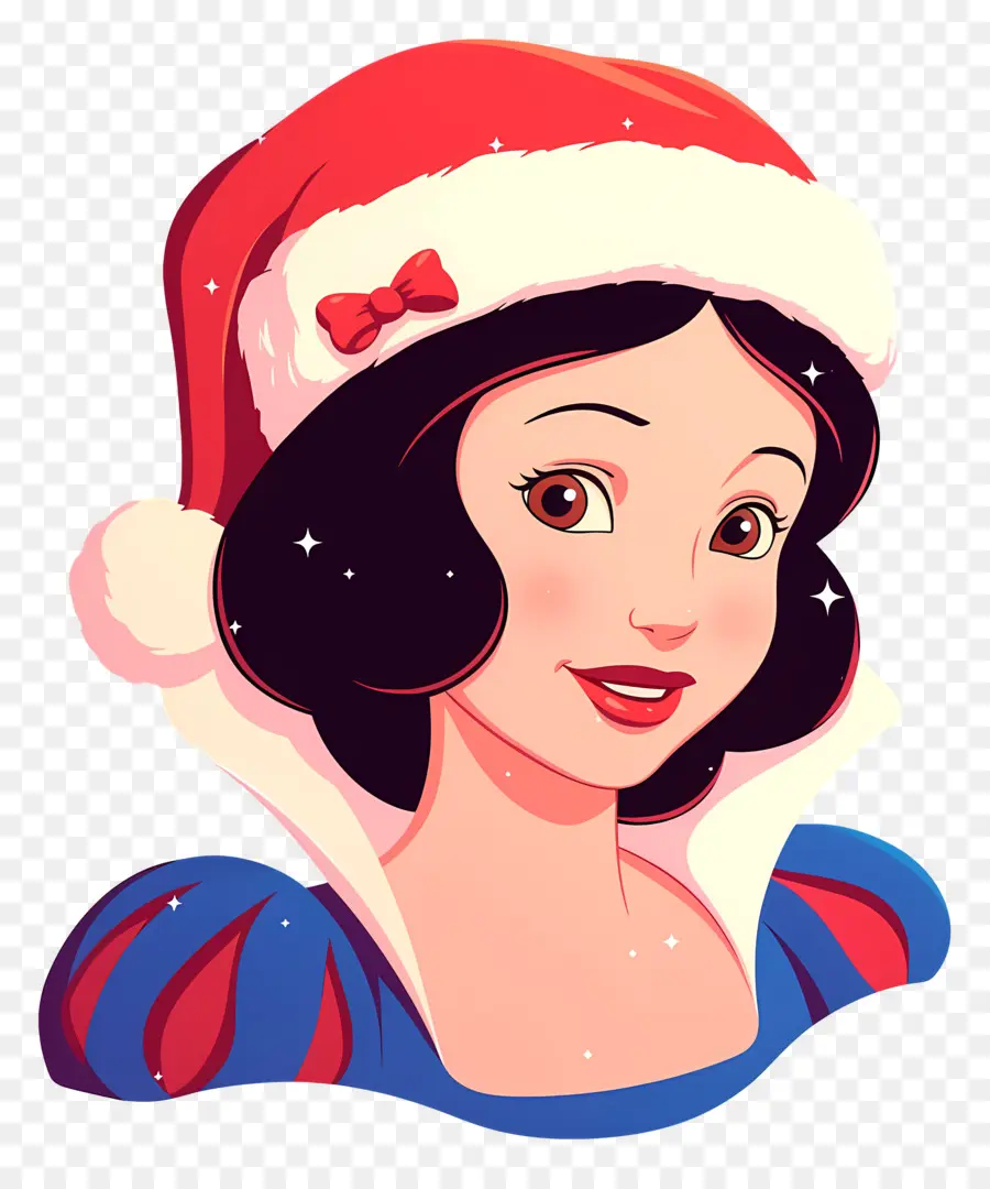 Princesa Branca De Neve，Personagem Com Chapéu De Papai Noel PNG