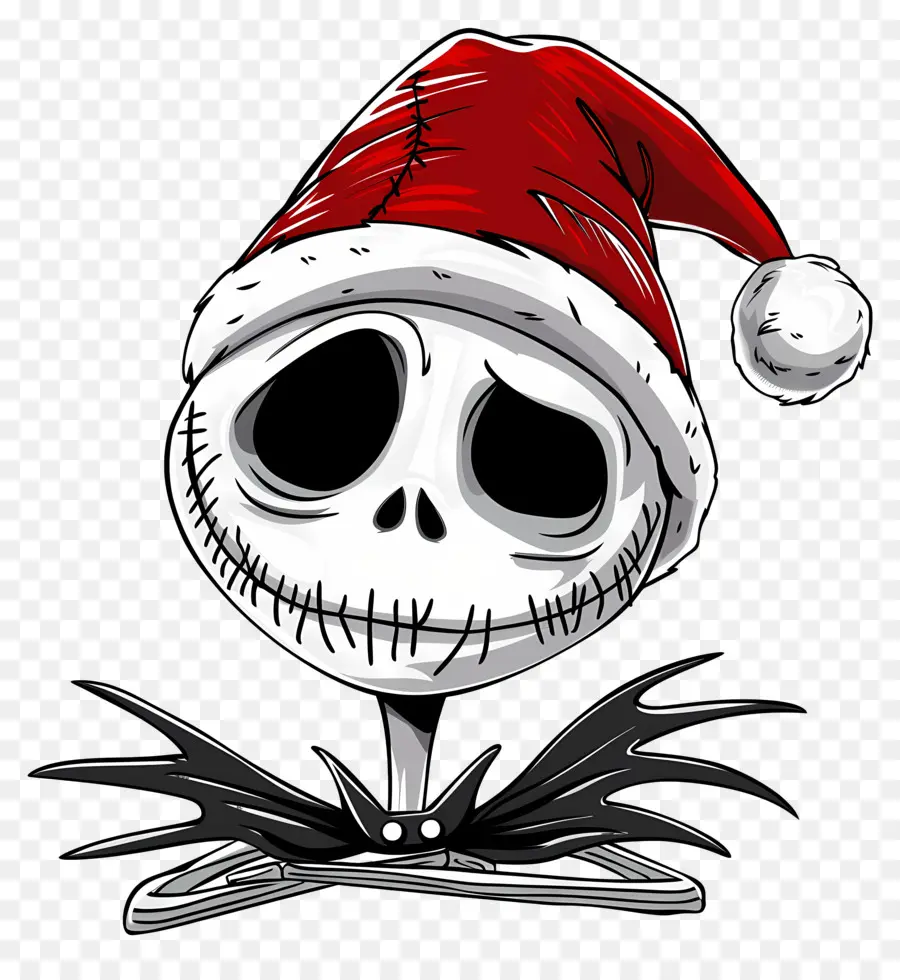 Jack Skellington，Esqueleto De Chapéu De Papai Noel PNG