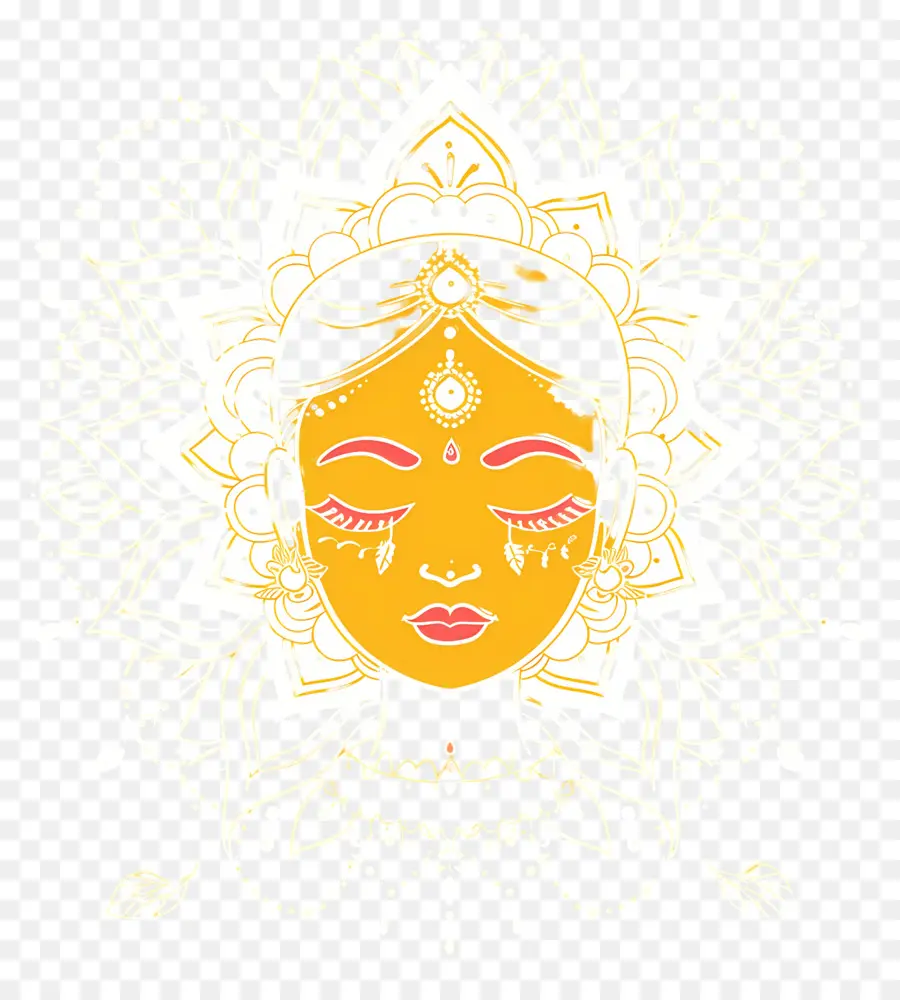 Navratri，Rosto Dourado PNG