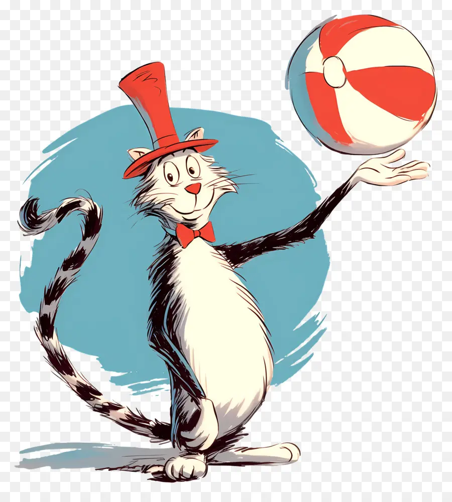 Dr Seuss，Gato Com Chapéu E Bola PNG