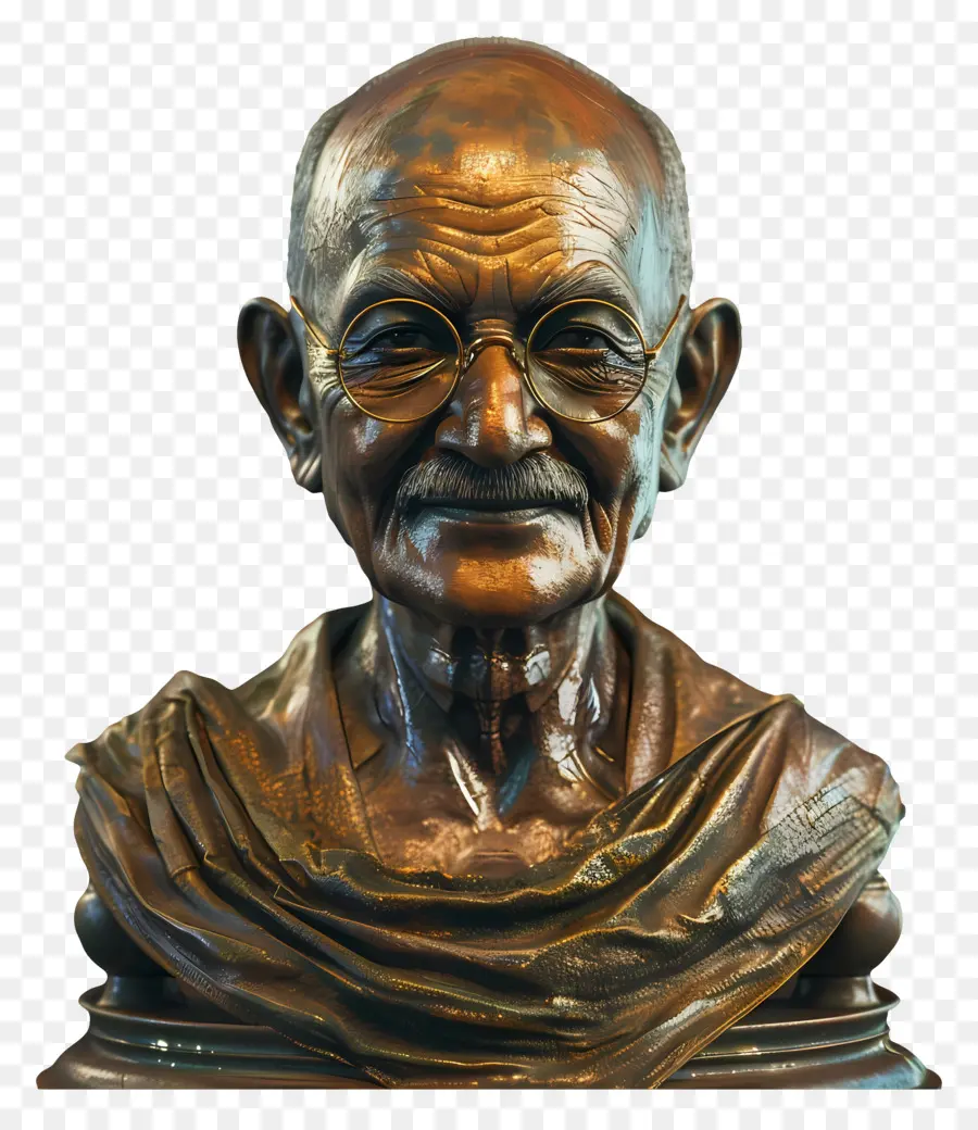 Gandhi Jayanti，Busto De Bronze Com óculos PNG