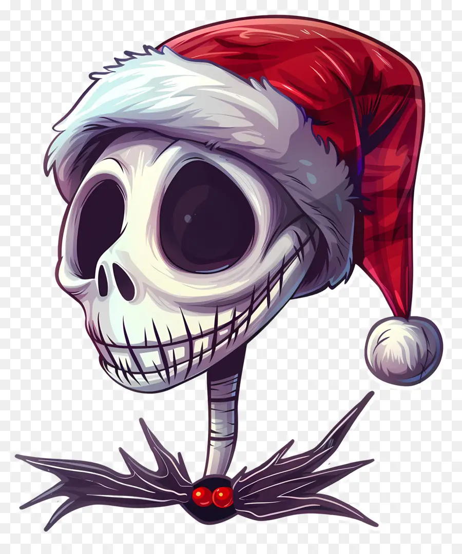 Jack Skellington，Esqueleto De Chapéu De Papai Noel PNG