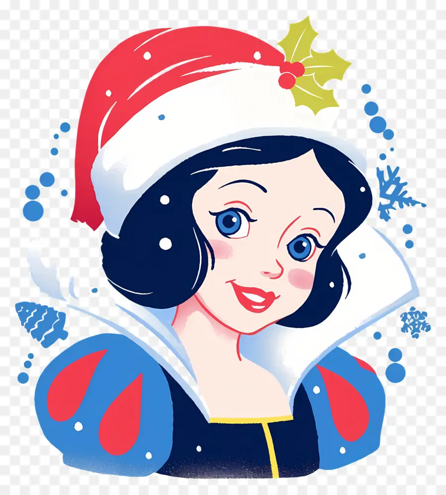 Princesa Branca De Neve，Personagem Com Chapéu De Papai Noel PNG