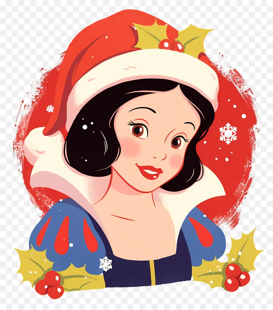 Princesa Branca De Neve，Personagem Com Chapéu De Papai Noel PNG