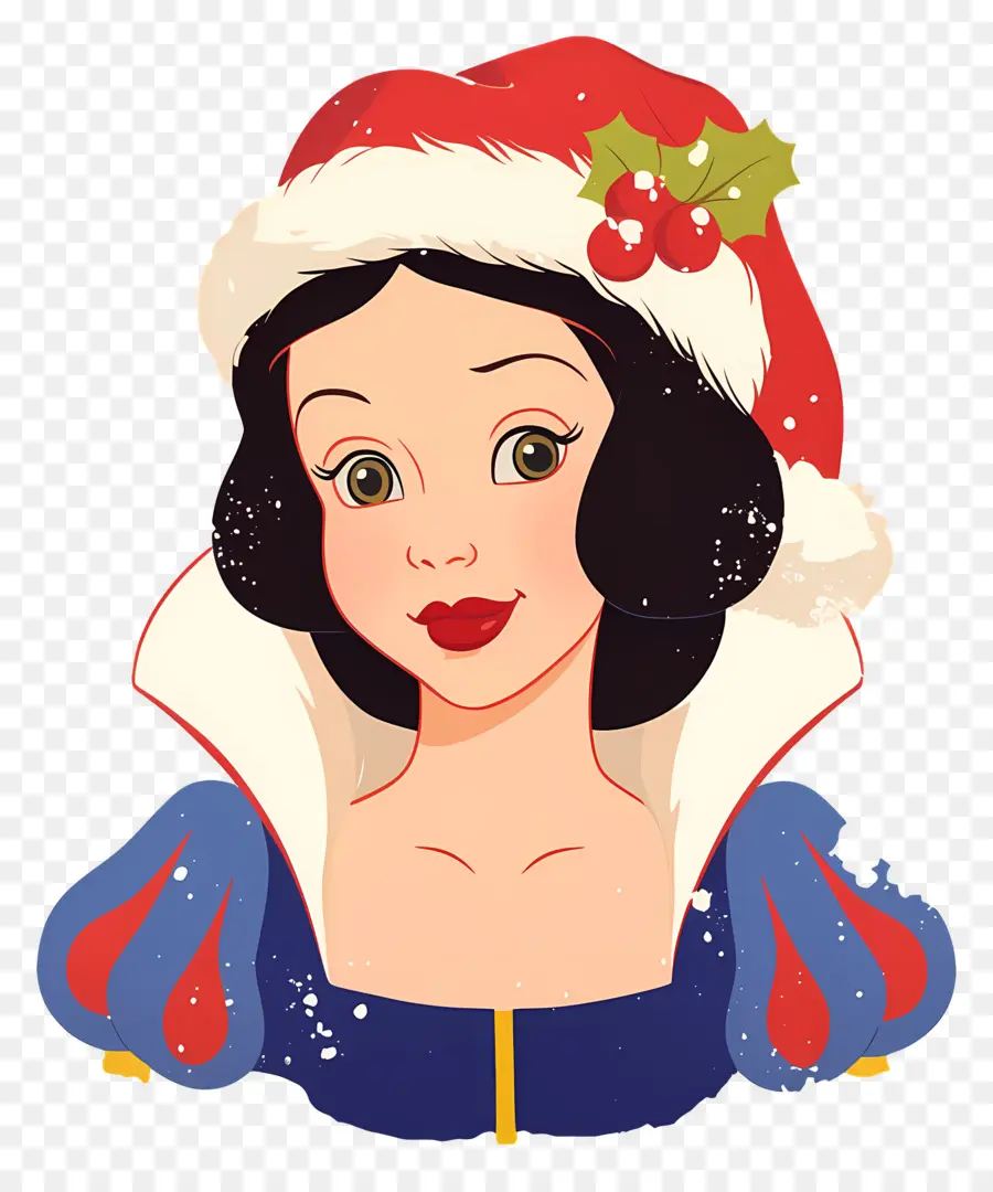 Princesa Branca De Neve，Personagem Com Chapéu De Papai Noel PNG