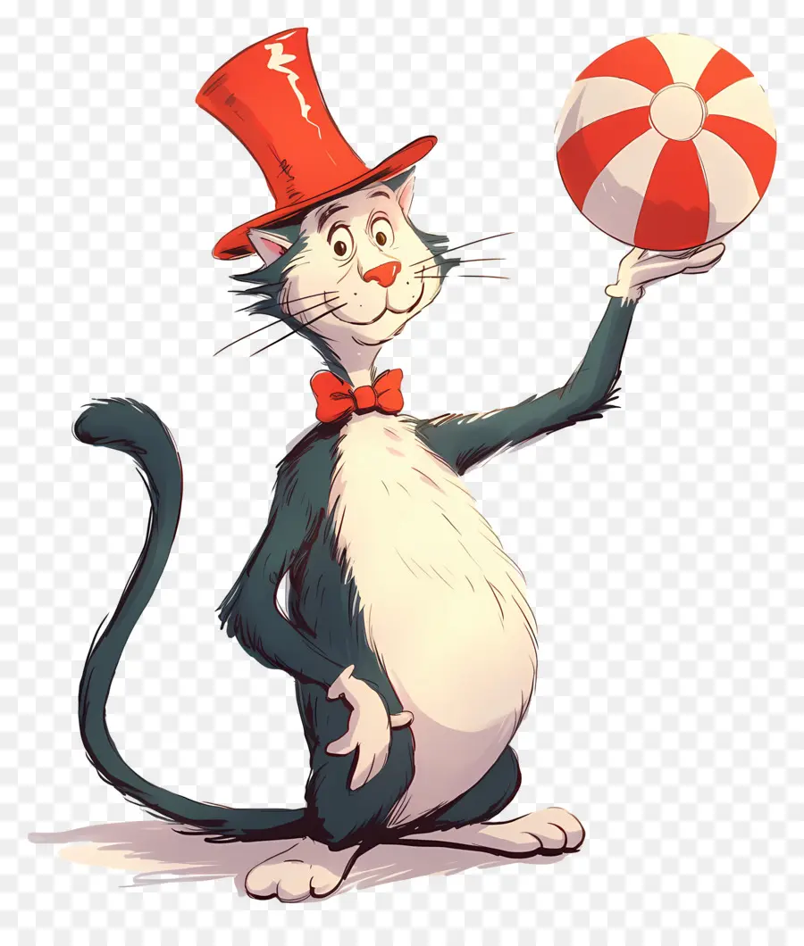 Dr Seuss，Gato De Cartola Com Bola PNG