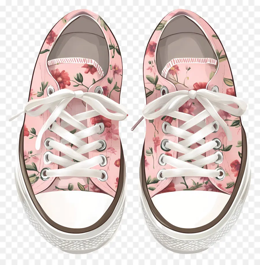 Superga，Tênis Florais Com Cadarços Brancos PNG