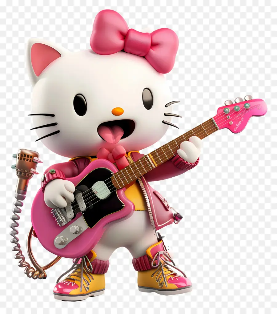 Olá Gatinha，Olá Kitty Com Guitarra PNG