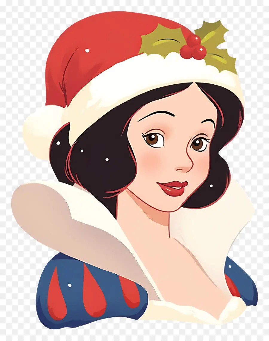 Princesa Branca De Neve，Personagem Com Chapéu De Papai Noel PNG