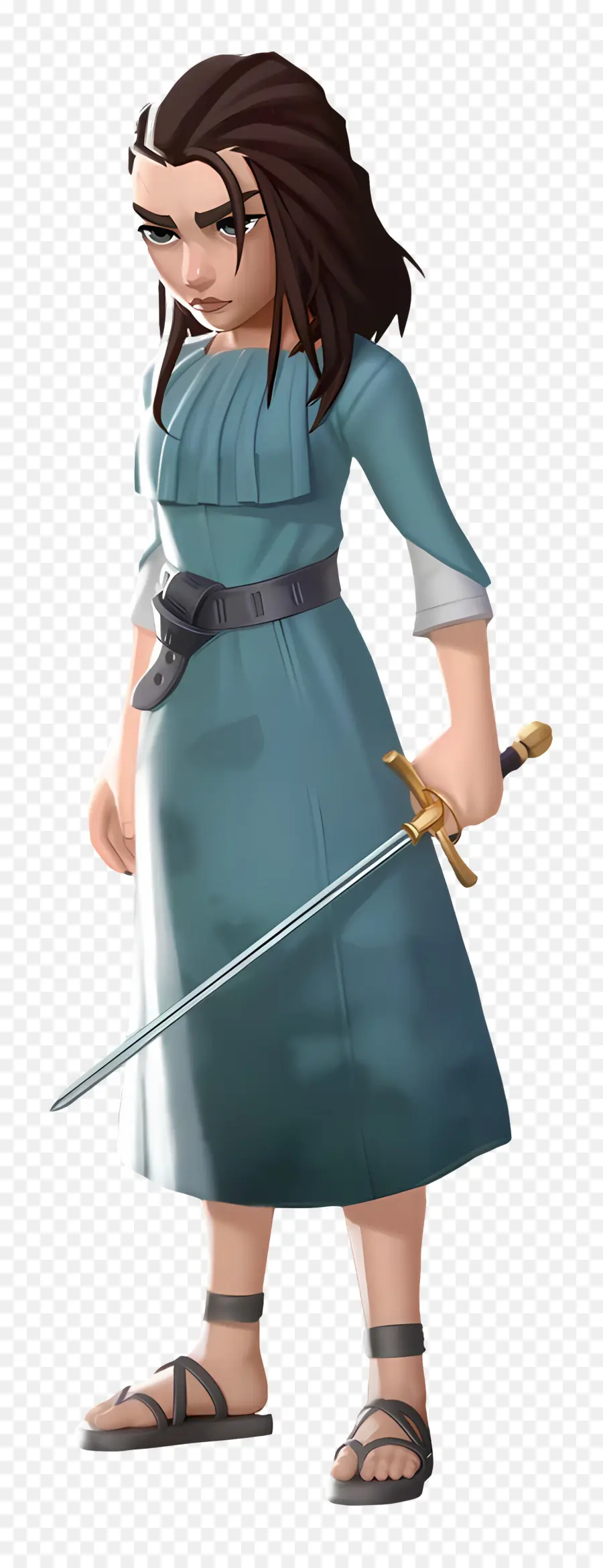 Arya Stark，Personagem Animado Com Espada PNG