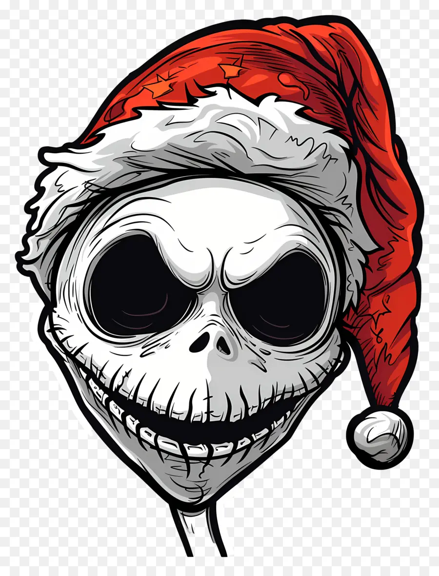 Jack Skellington，Esqueleto De Chapéu De Papai Noel PNG