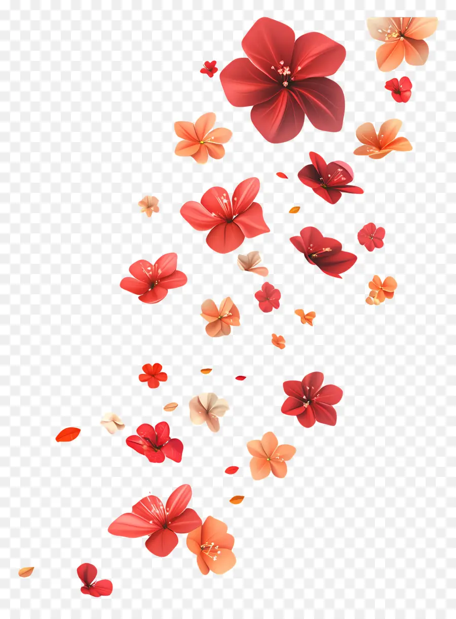 Flores Caindo，Pétalas De Flores Coloridas PNG