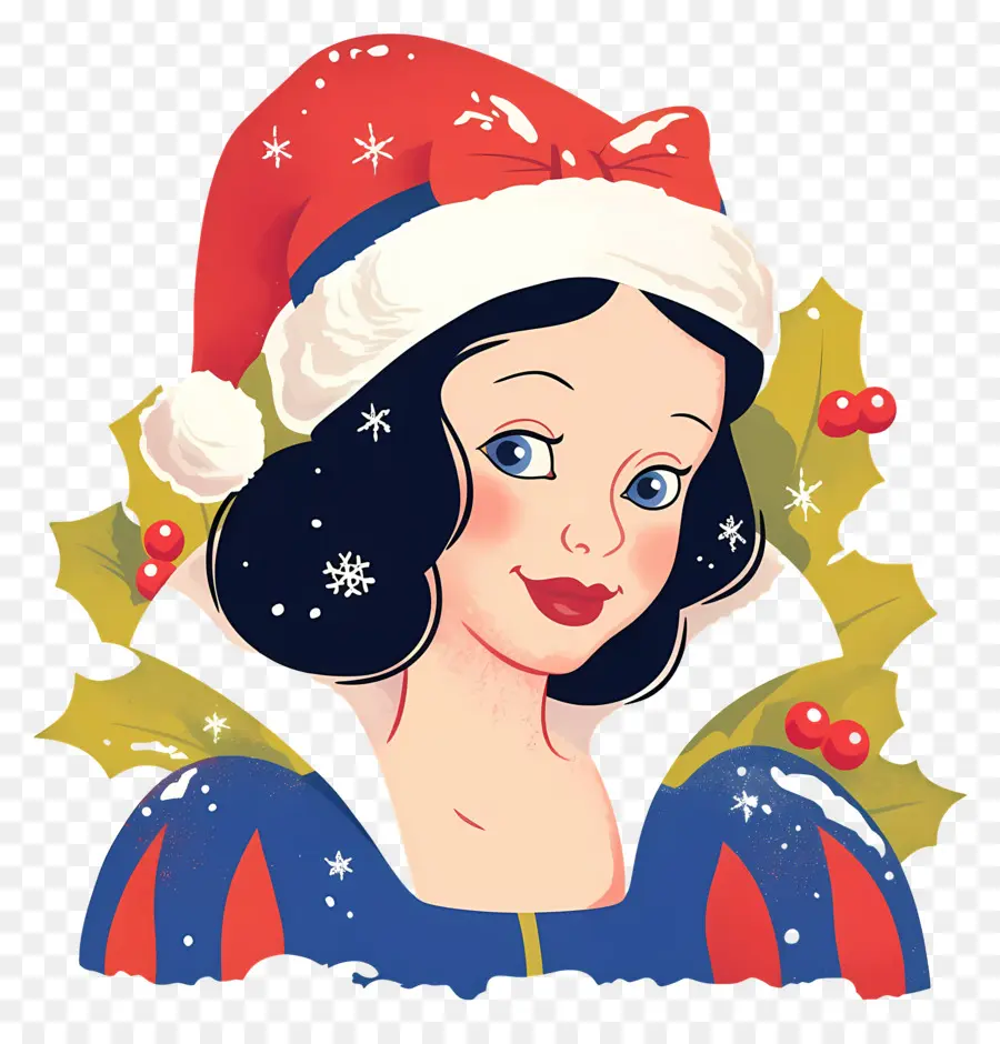 Princesa Branca De Neve，Personagem Com Chapéu De Papai Noel PNG