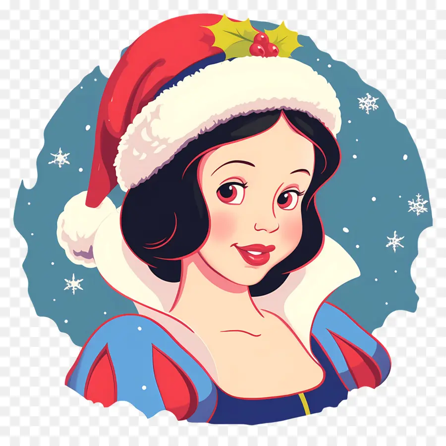 Princesa Branca De Neve，Personagem Com Chapéu De Papai Noel PNG