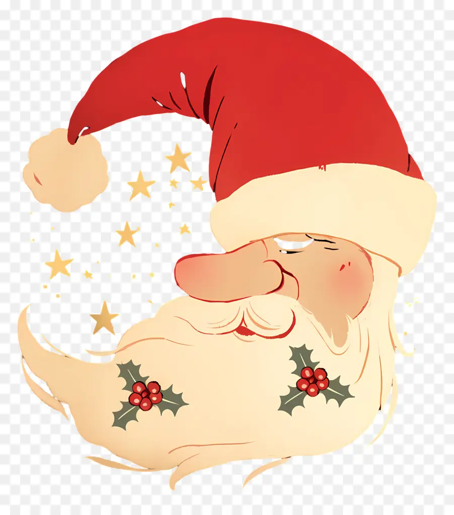 Papai Noel，Papai Noel Com Estrelas PNG