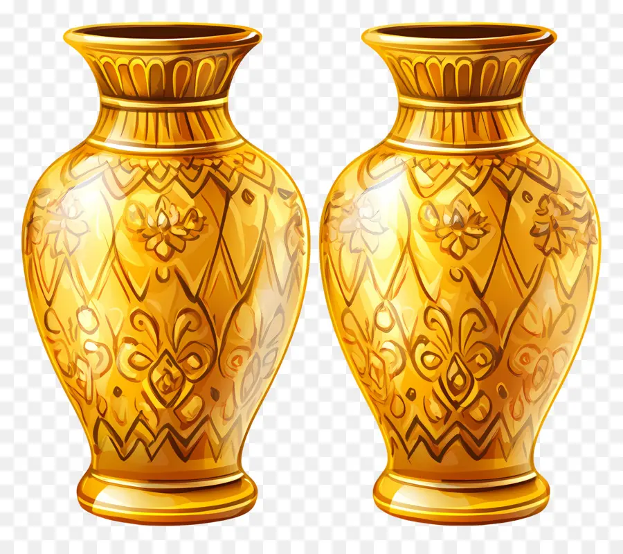 Pote De Casamento Indiano，Vasos Dourados PNG