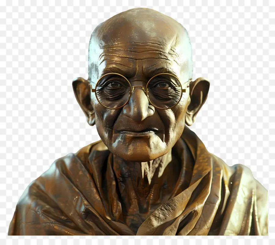 Gandhi Jayanti，Busto De Bronze Com óculos PNG