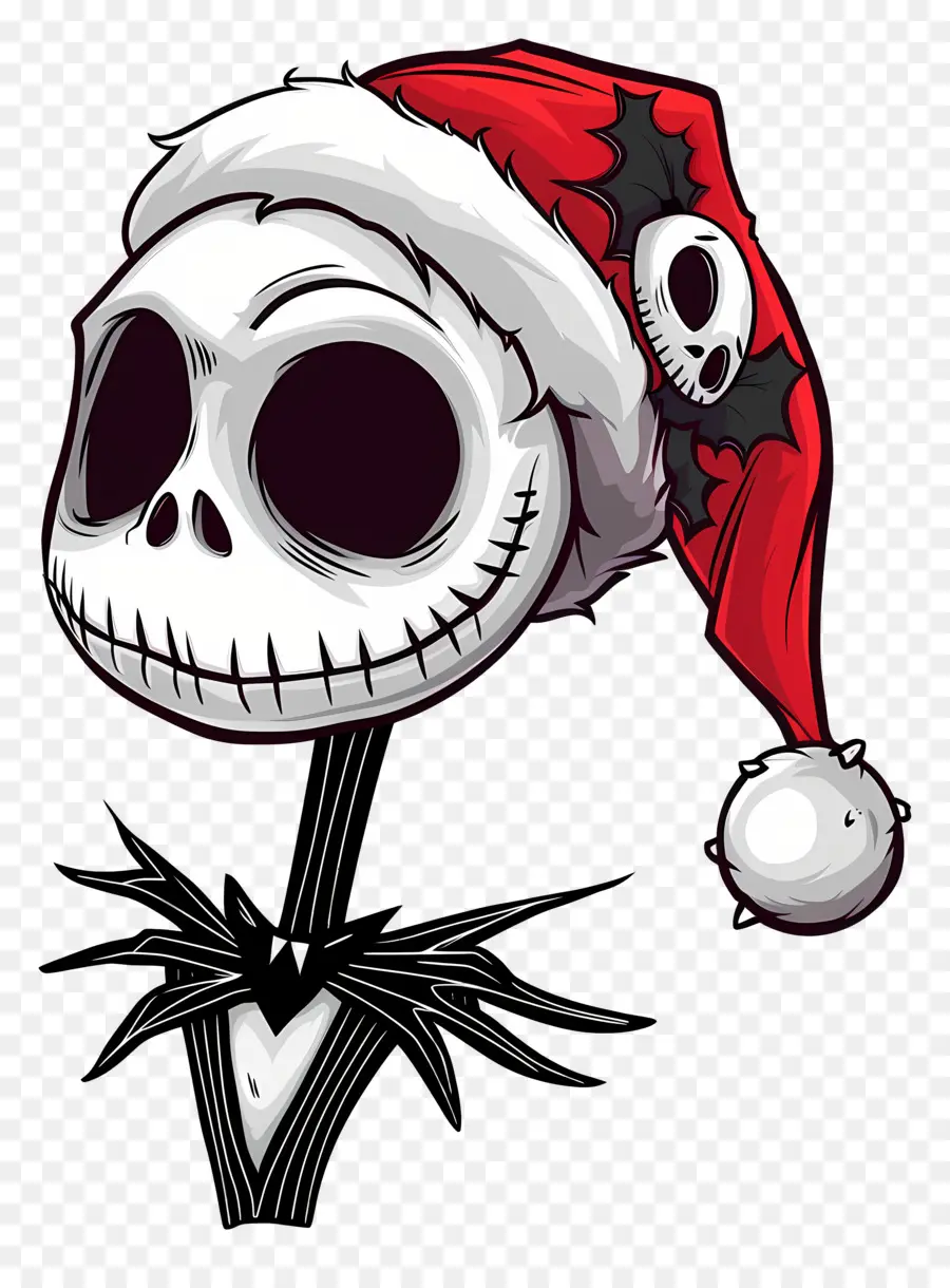 Jack Skellington，Esqueleto De Chapéu De Papai Noel PNG