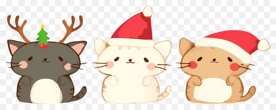 Animal De Natal，Gatos Fofos Com Chapéus De Natal PNG