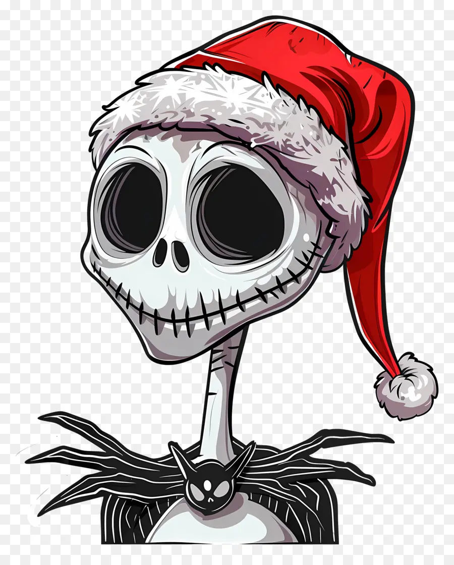 Jack Skellington，Esqueleto De Chapéu De Papai Noel PNG