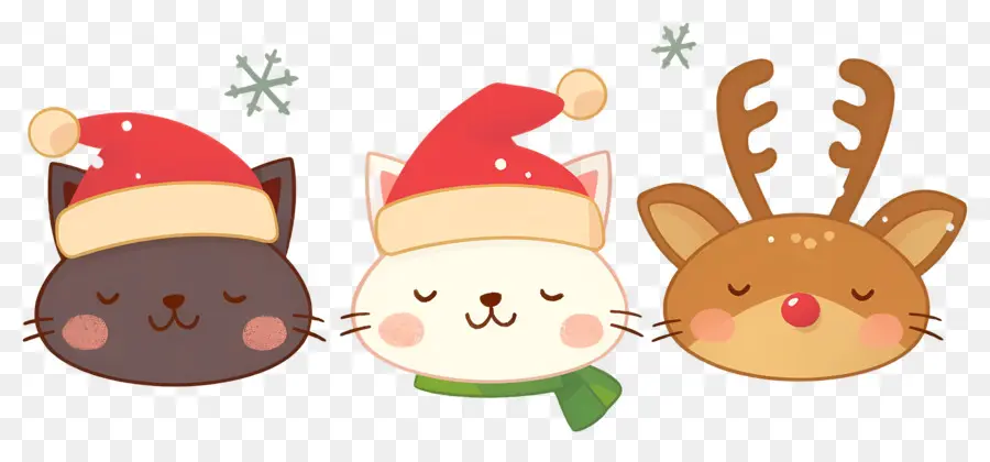 Animal De Natal，Gatos Fofos Com Chapéus De Natal PNG