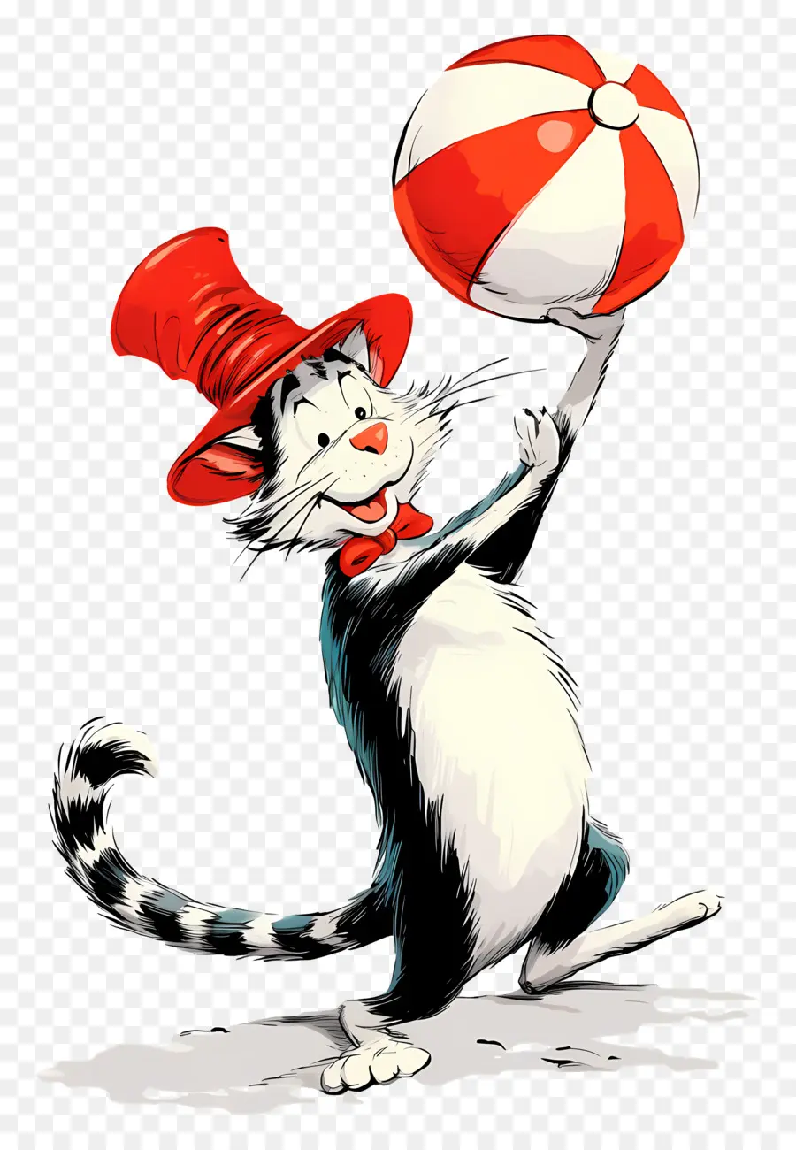 Dr Seuss，Gato Com Chapéu E Bola PNG