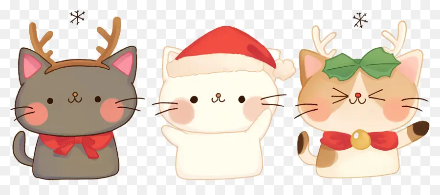 Animal De Natal，Gatos Fofos Com Chapéus De Natal PNG