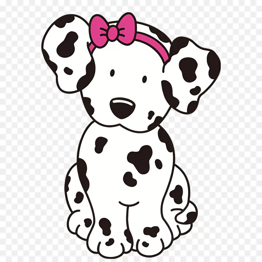 Spottie Dottie，Filhote De Dálmata Com Laço PNG