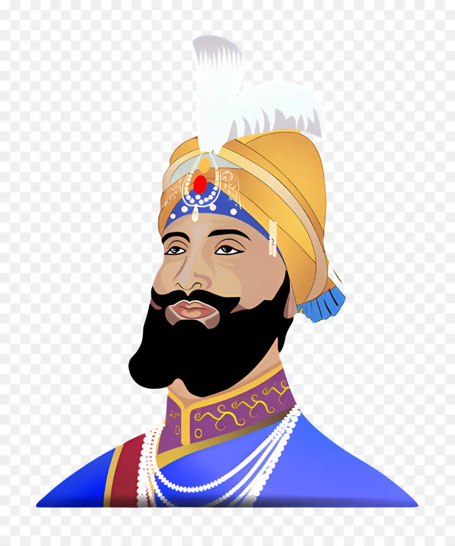 Guru Gobind Singh，Ilustra O De Figura Hist Rica PNG