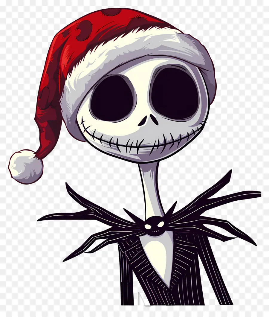 Jack Skellington，Esqueleto De Chapéu De Papai Noel PNG