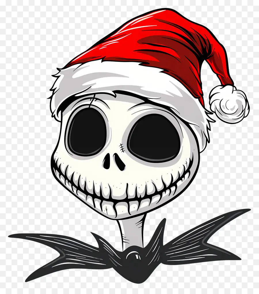 Jack Skellington，Esqueleto De Chapéu De Papai Noel PNG