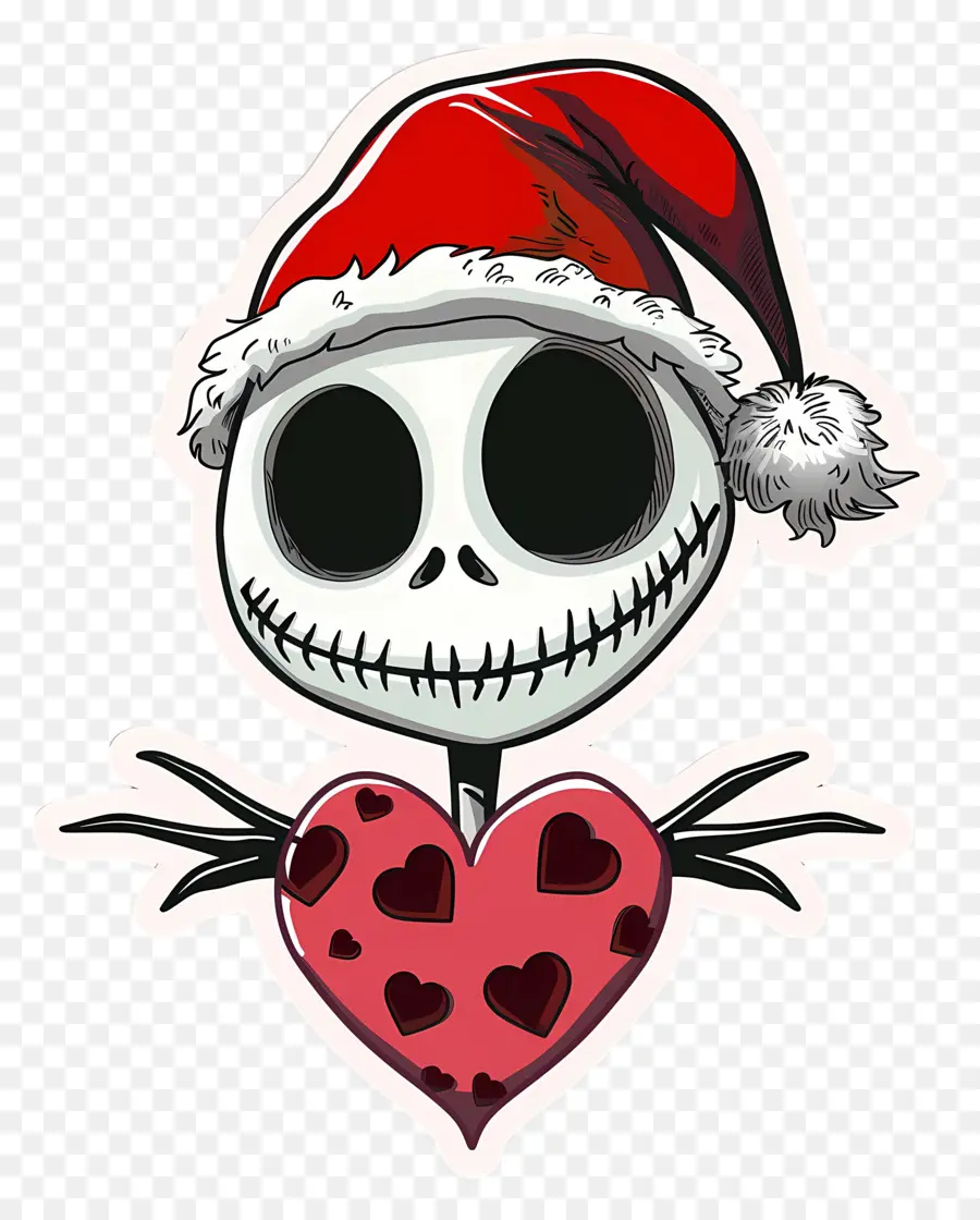 Jack Skellington，Esqueleto De Chapéu De Papai Noel PNG