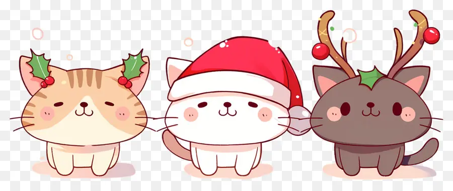 Animal De Natal，Gatos Fofos Com Chapéus De Natal PNG