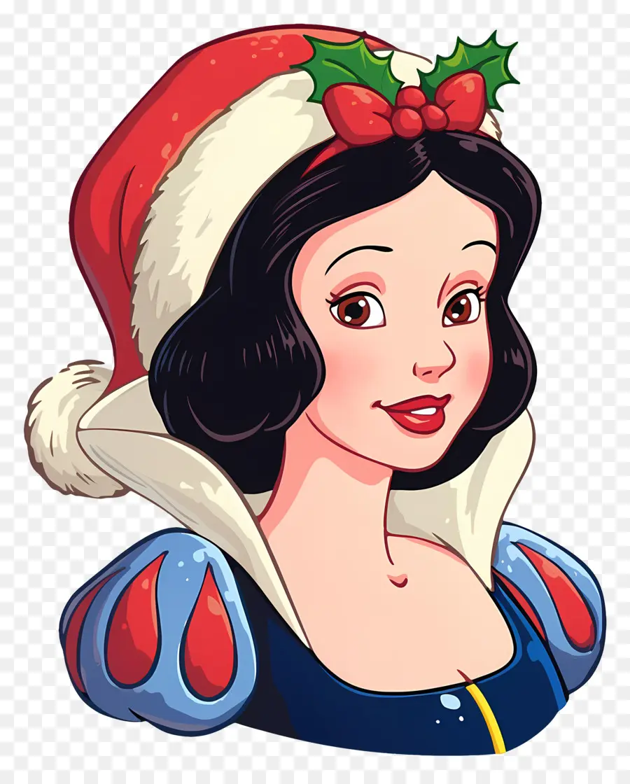 Princesa Branca De Neve，Personagem Com Chapéu De Papai Noel PNG