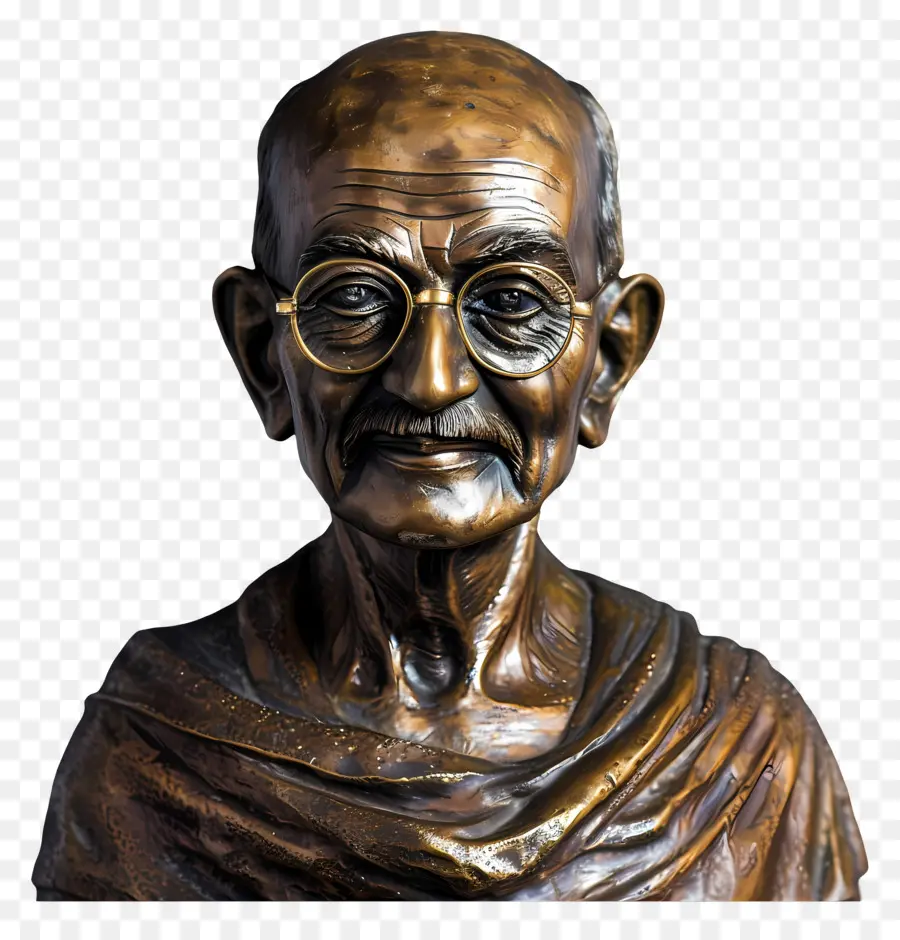 Gandhi Jayanti，Busto De Bronze Com óculos PNG