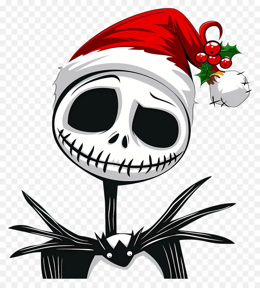 Jack Skellington，Esqueleto De Chapéu De Papai Noel PNG