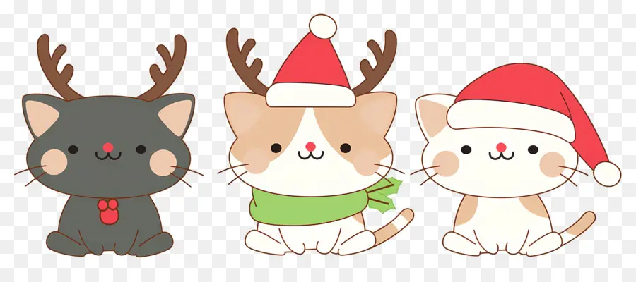 Animal De Natal，Gatos Fofos Com Chapéus De Natal PNG