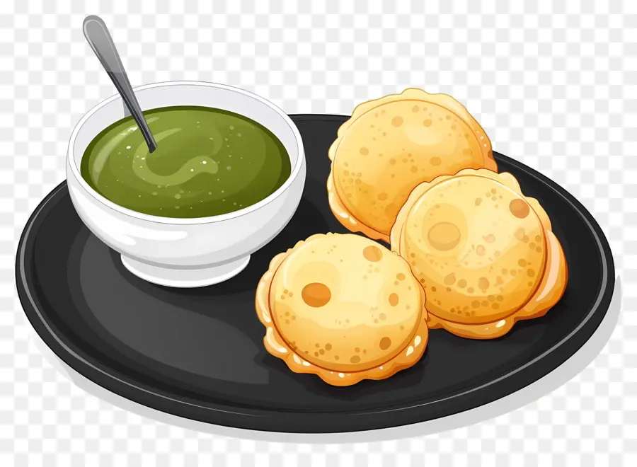 Cozinha Indiana，Petiscos Indianos Com Chutney Verde PNG