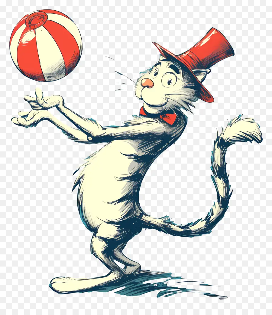 Dr Seuss，Gato Com Chapéu E Bola PNG