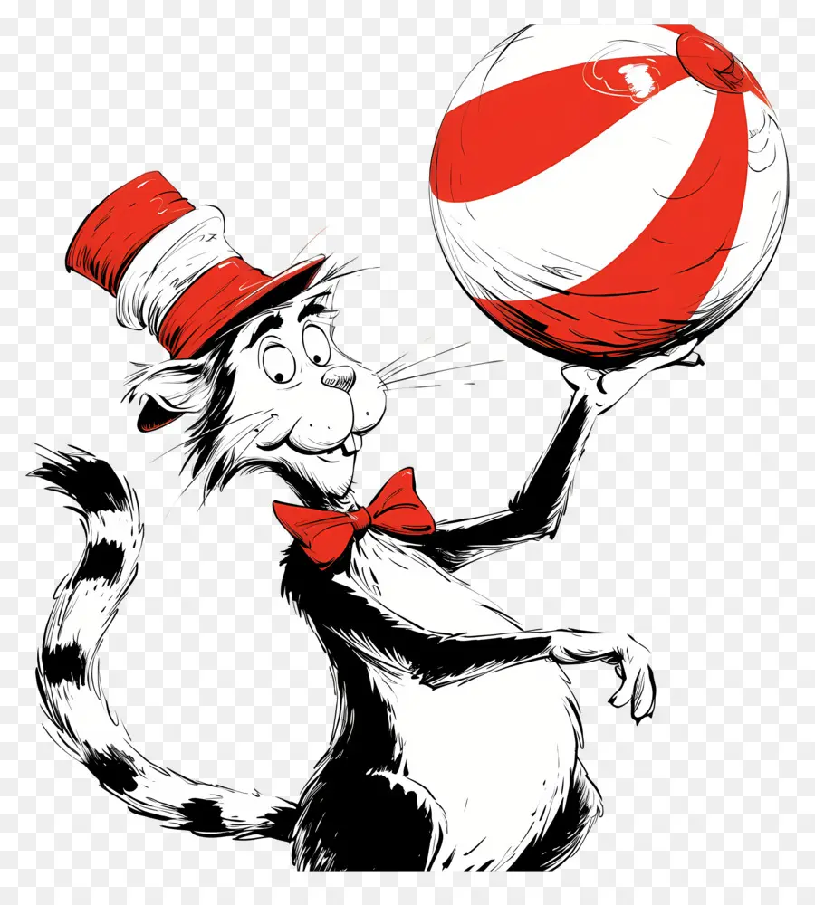 Dr Seuss，Gato Com Chapéu E Bola PNG