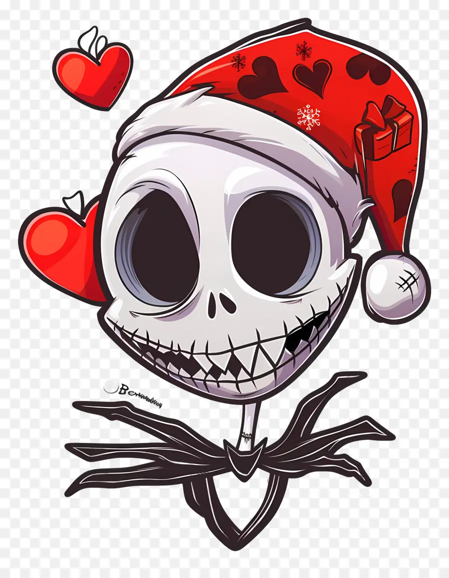 Jack Skellington，Esqueleto De Chapéu De Papai Noel PNG