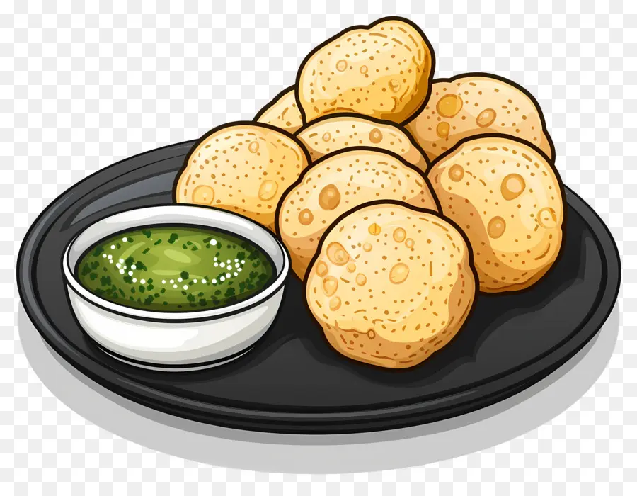 Cozinha Indiana，Petiscos Crocantes Com Molho Verde PNG