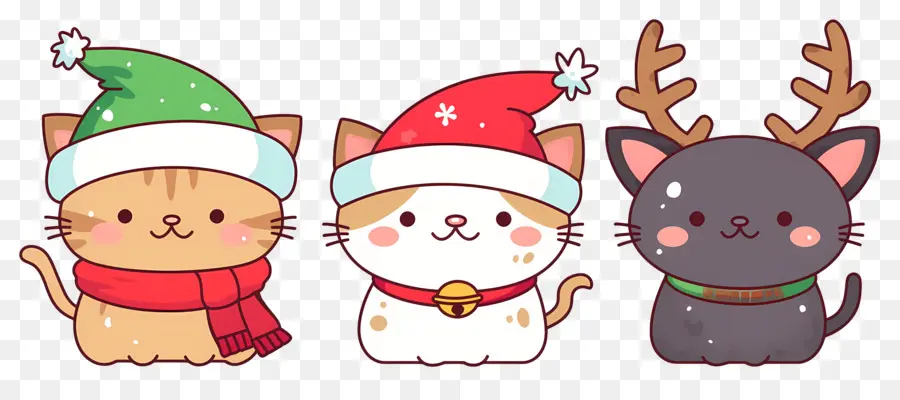 Animal De Natal，Gatos Fofos Com Chapéus De Natal PNG