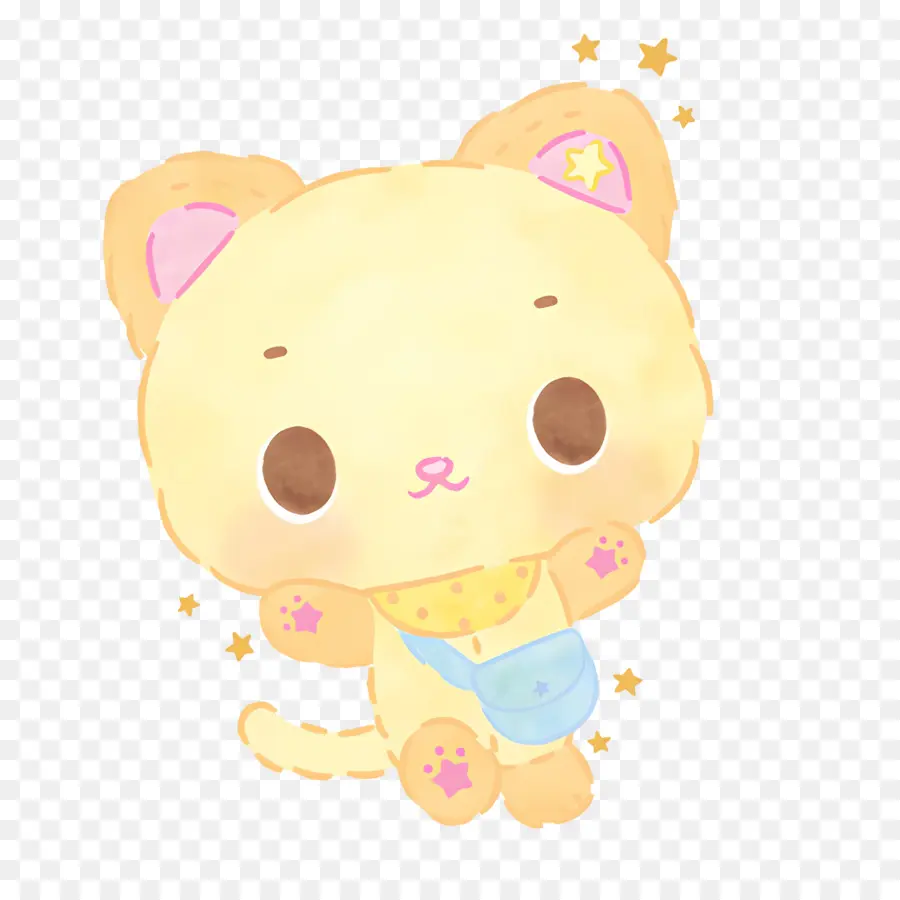 Mewkledreamy，Gato Amarelo Com Estrelas PNG