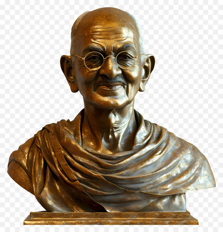 Gandhi Jayanti，Busto De Bronze Com óculos PNG