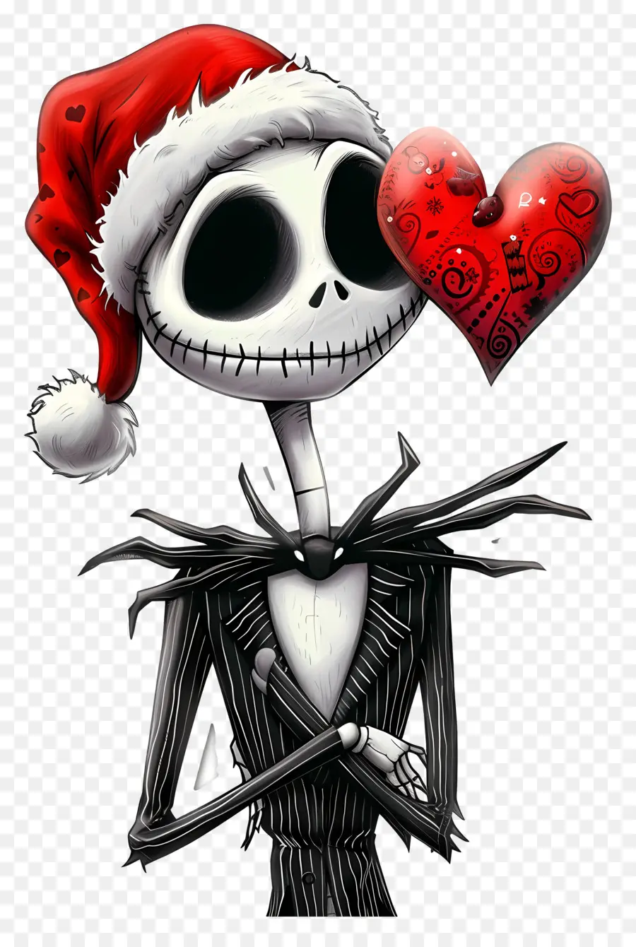 Jack Skellington，Esqueleto De Chapéu De Papai Noel PNG