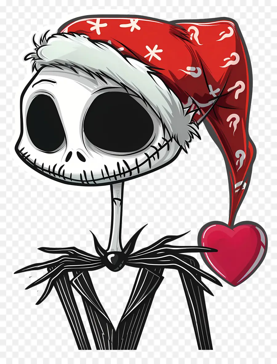 Jack Skellington，Esqueleto De Chapéu De Papai Noel PNG