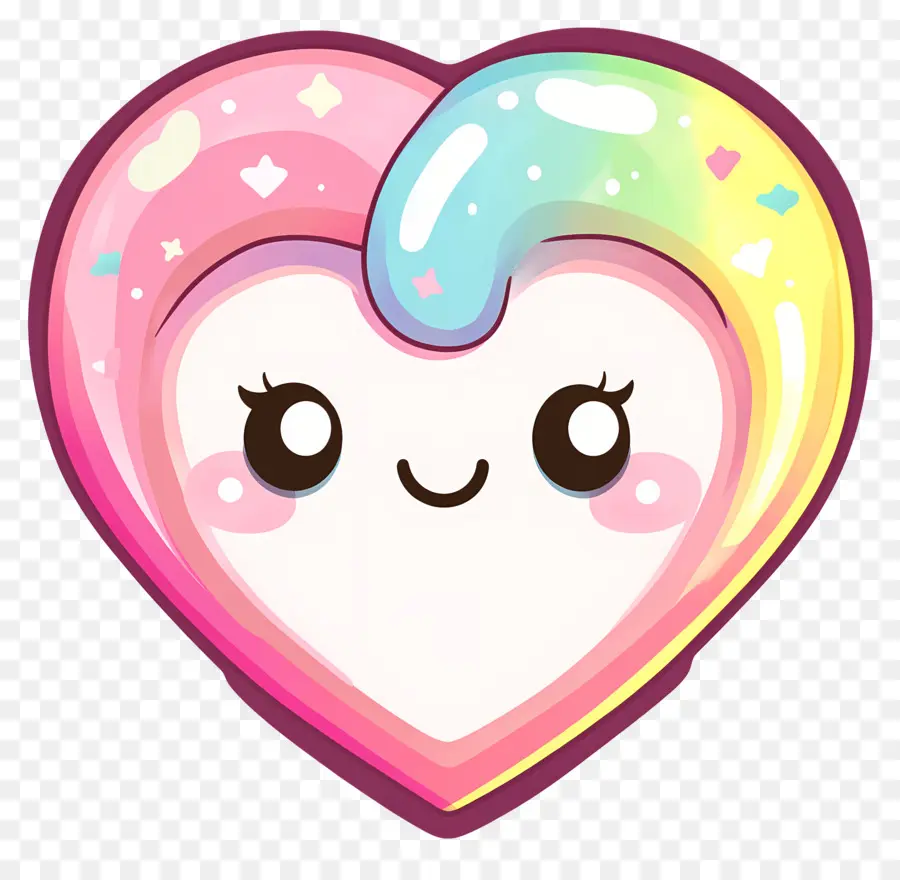 Coração Kawaii，Coração Arco íris PNG