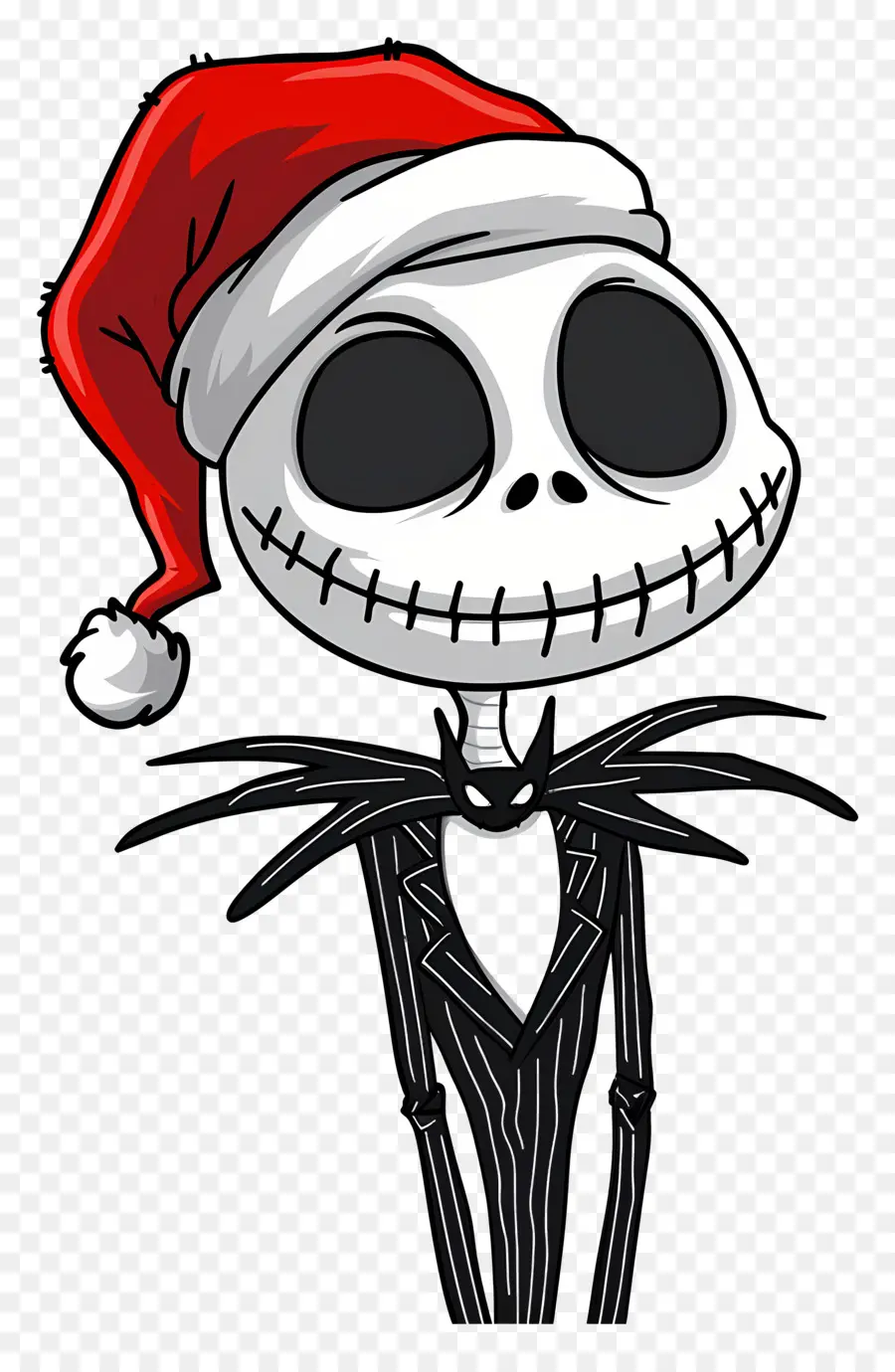 Jack Skellington，Esqueleto De Chapéu De Papai Noel PNG