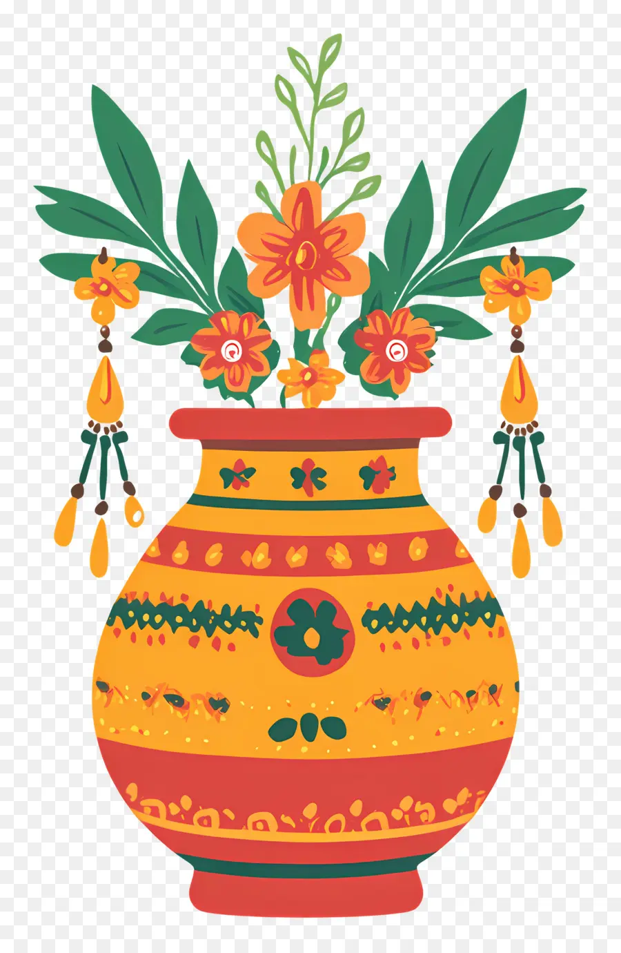 Pote Kalash Indiano，Vaso Decorativo Com Flores PNG